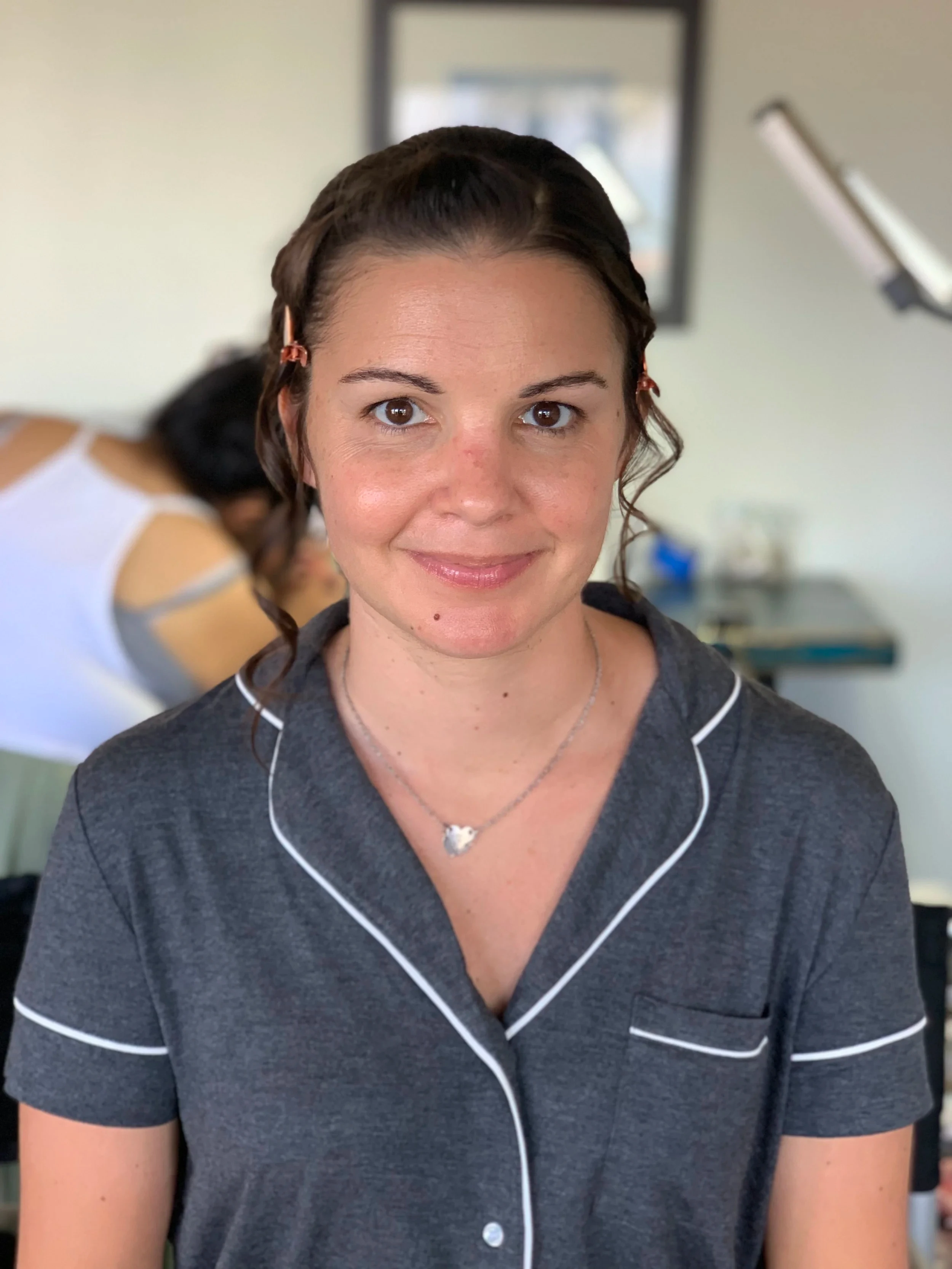 Bride before hair styling — natural unstyled hair